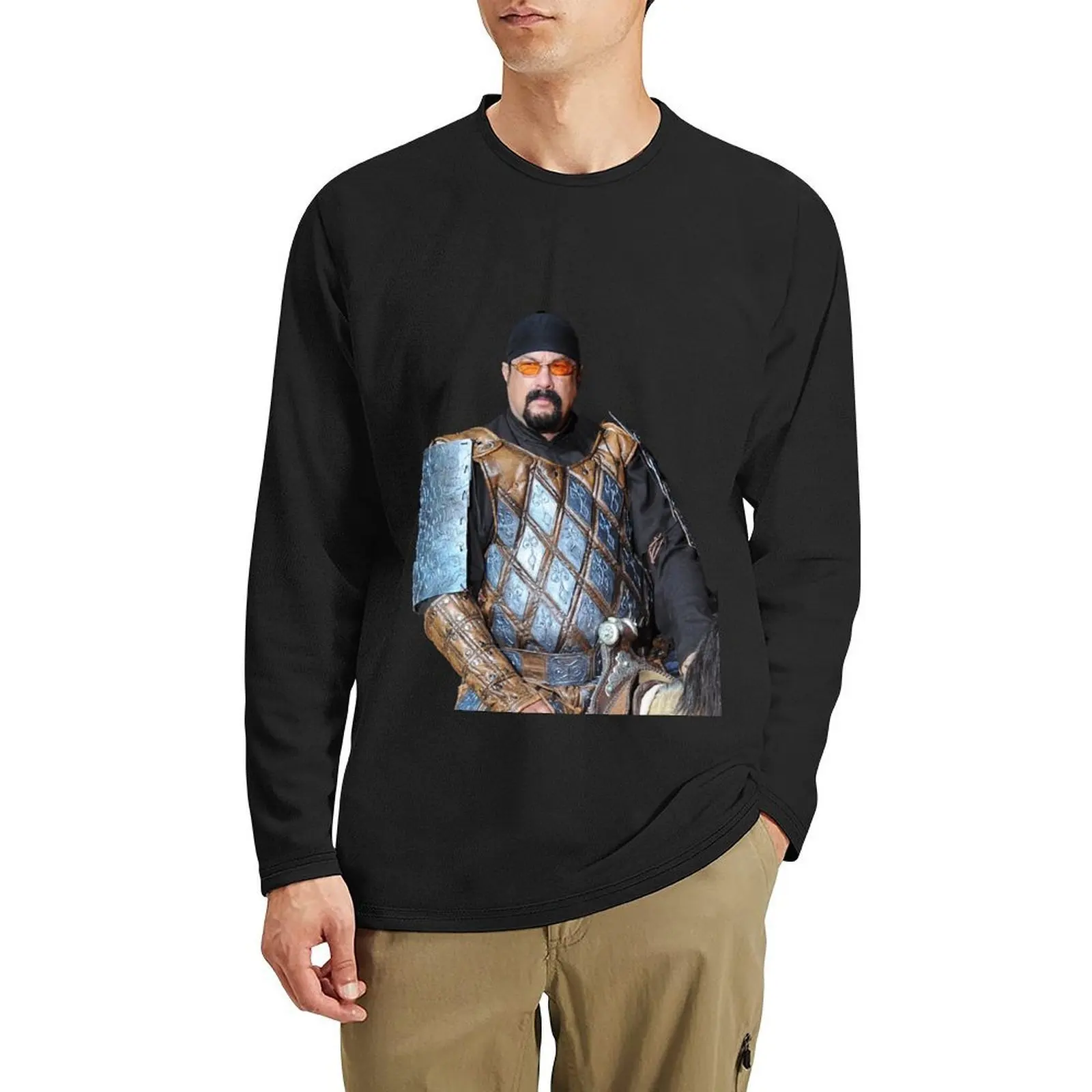 

Medieval Seagal - Steven On A Horse Long T-Shirt anime Oversized t-shirt graphic t shirts mens clothes