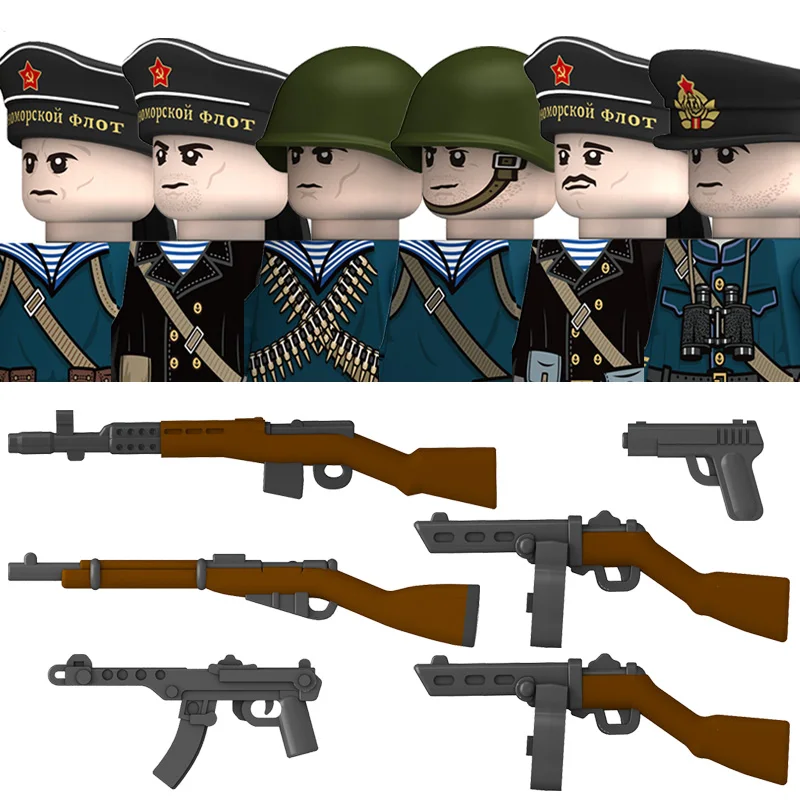 WW2 Militär-Infanterie-Soldaten-Figuren Bausteine Großbritannien USA Sowjetunion Legion Gepanzerte Truppen Waffen Helm Bausteine Spielzeug Geschenk