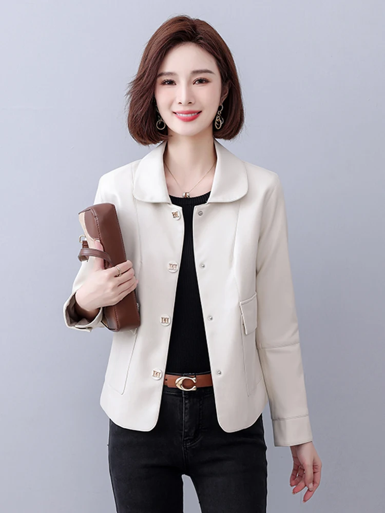 Manteau en cuir véritable Sle Haifeng pour femme, coupe ajustée, tendance, pour le travail, long, en cuir de vachette, nouvelle collection printemps-automne