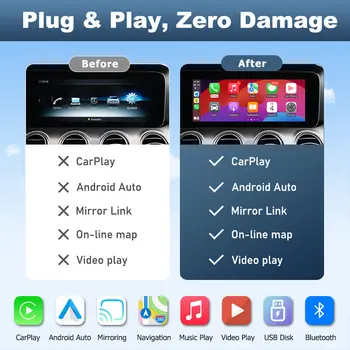 適用於賓士E-ClassW213(2016-2020)NTG 5.5的無線Apple CarPlay Android Auto,支援AirPlay、Mirror Link和CarPlay功能 8 最佳銷售 賓士W213安卓 - №6
