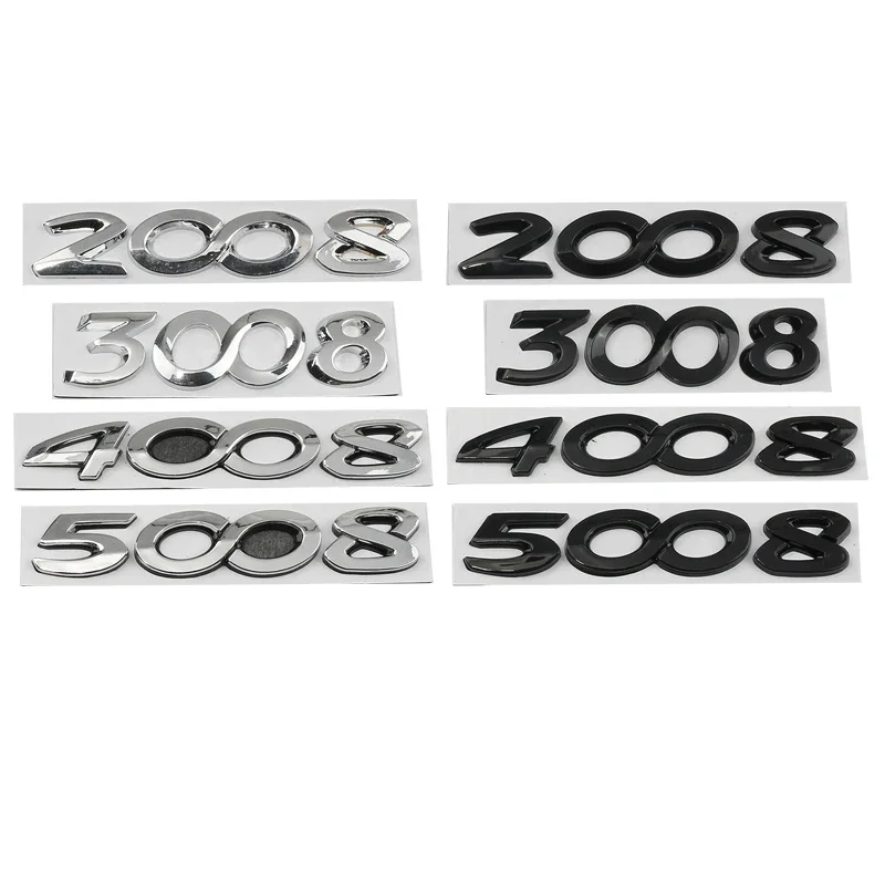 

Car Metal Rear Trunk Boot Letters Logo Badge Emblem Decal Sticker For Peugeot 2008 3008 4008 5008 Styling Decoration Accessories