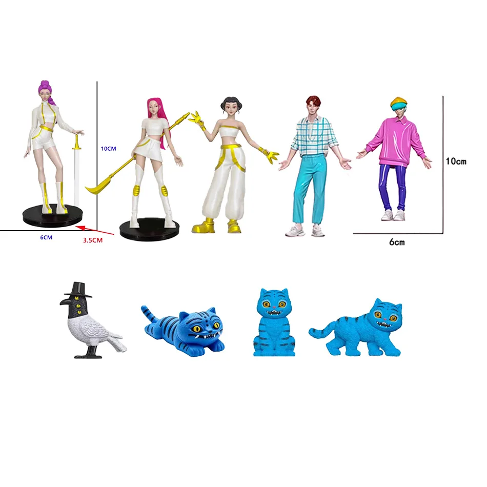 9 unids/set Anime Kpop Demon Hunters figura de acción juguete Derpys Tigre Rumi Mira Zoey Sussy estatuilla muñeca para niños Fans regalo ornamento