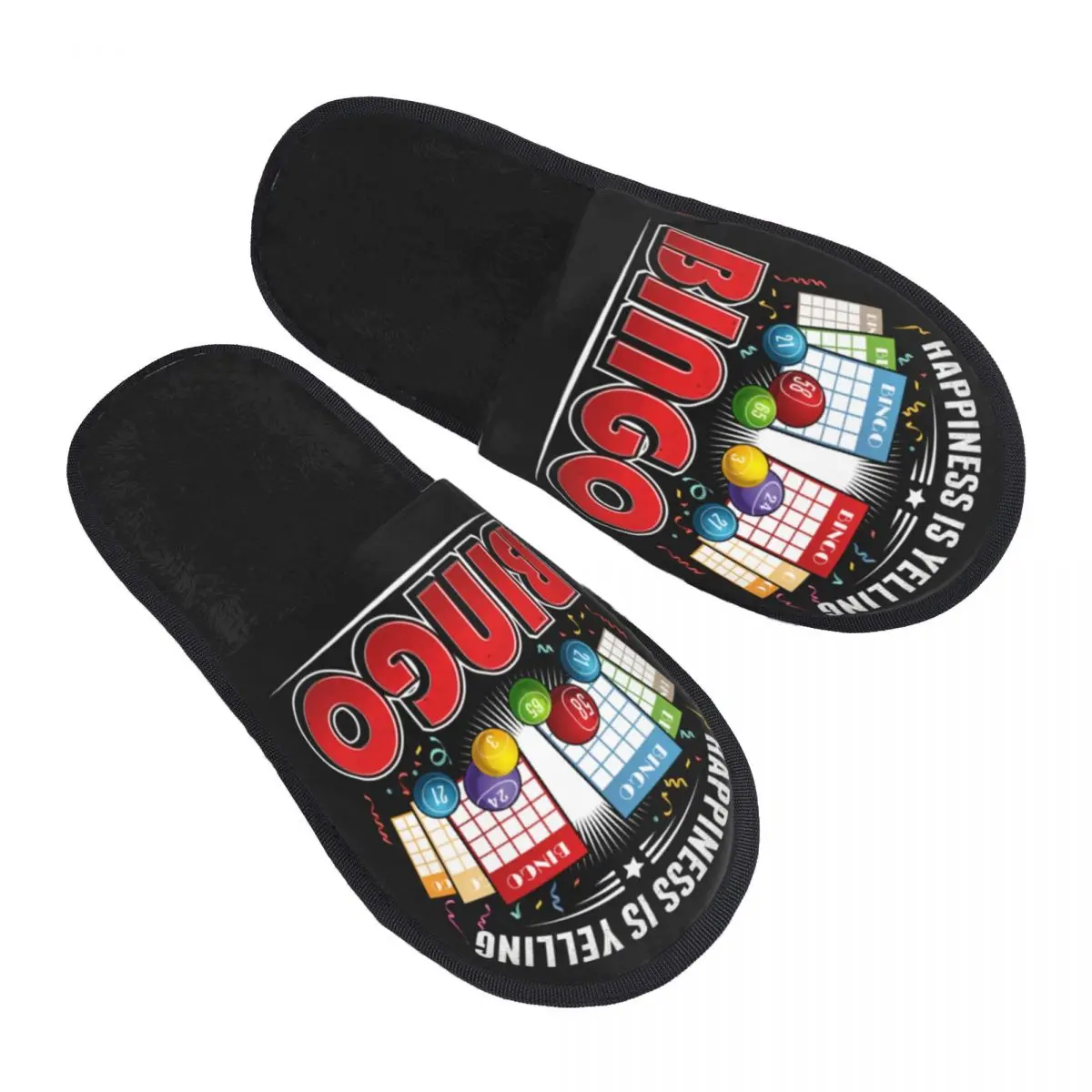 

Bingo Happiness Player Yelling Guest Slippers for Bathroom Women Custom Print House Slipper