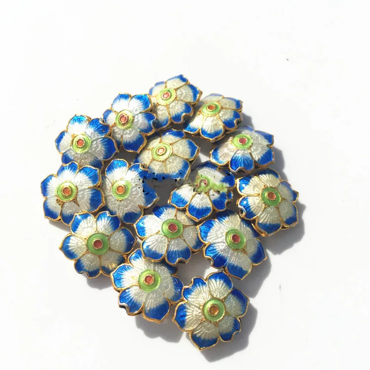 Colorful Cloisonne Hexagon Flower Beads DIY Accessories Chinese Enamel Copper Jewellery Making Charms Pendant Earrings Bracelets