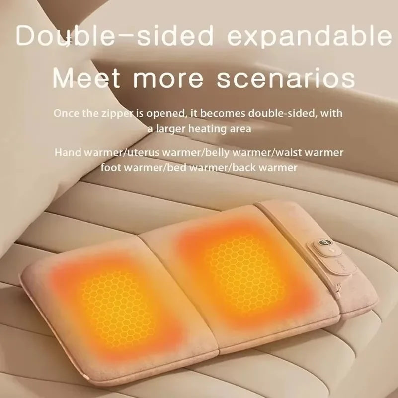 Electric Heating Pad Water-Free Hand Warmer Suede Cover USB Power 3 Temp Settings Folding Heating Pad Winter Warm Hot Water Bag