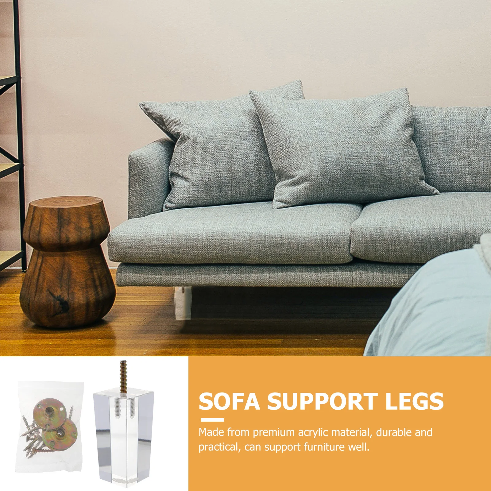 

Acrylic Furniture Legs Transparent Modern Mid Century Style Sofa Table Legs Cabinet Chair Clear Replacement Feet DIY
