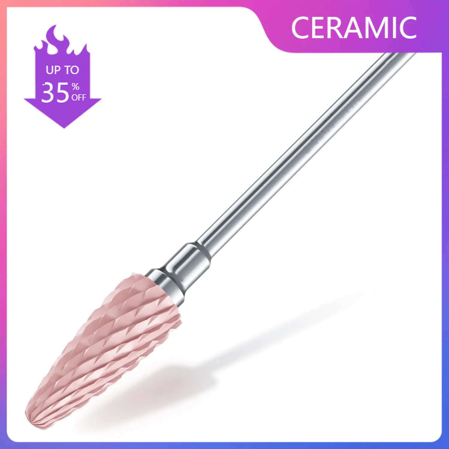 

3/32” Ceramic Nail Drill Bit Pink Manicure E-file Bits for Cuticle Acrylic Gel Removal Professional Nails Art Accessories