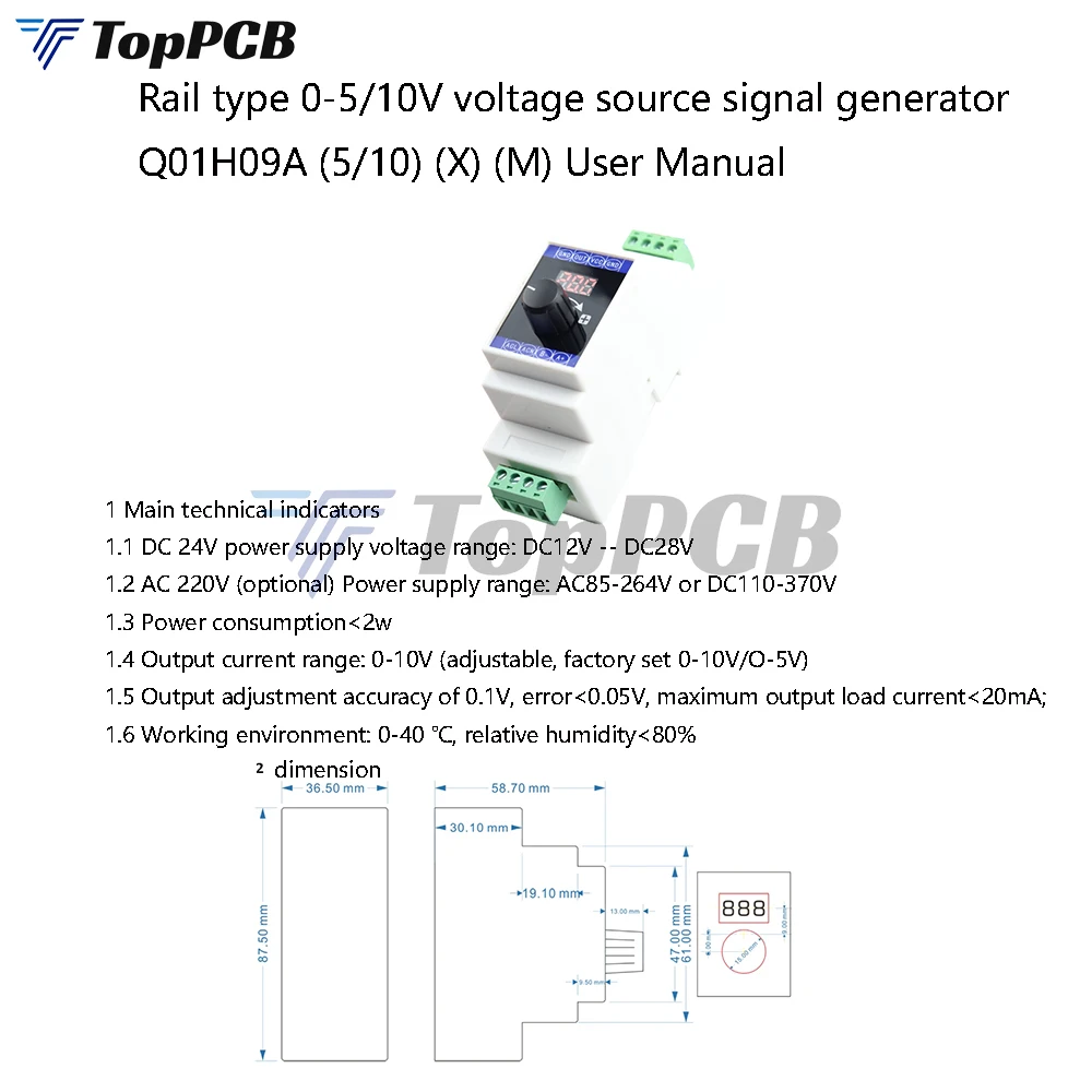 Digital Voltage Signal Generator RS485 ModBus Communication DIN-Rail Mounting DC 12-28V 24V AC 85-264V 110V 220V to 0-10V 0-5V