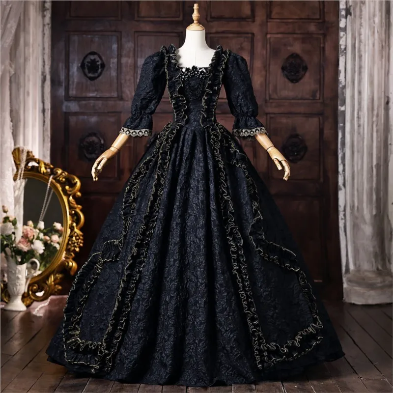 

Dark gothic performance drama show tea party fashion dress