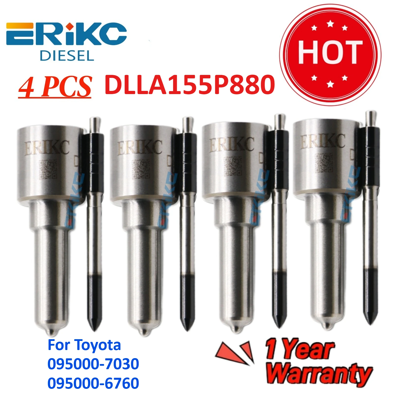 Bico comum do trilho de 4 pces dlla155p880 dlla 155p 880 bocal do injetor de combustível diesel dlla 155 p 880 para toyota 095000-7030 095000-6760