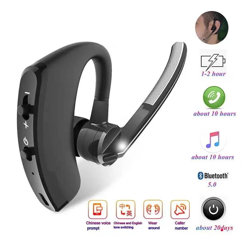 Bluetooth wireless stereo left and right ear universal headphones V8 V9 long standby, high-definition microphone, can play music