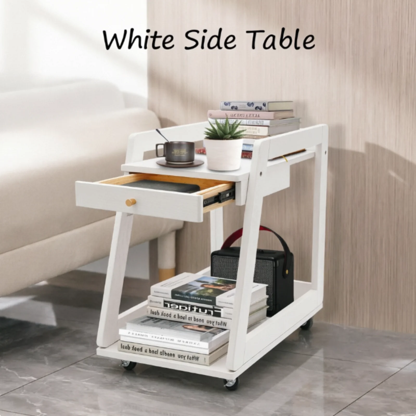 

2-Tier Side Table Vintage Couch End Table Sturdy Premium Structure Double Layered Storage Space Drink Magazine Vase Stylish
