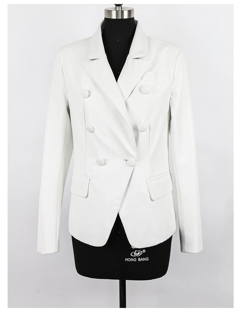 Lautaro Spring Stylish Short Pink Soft Pu Leather Blazer Long Sleeve Slim Fit Luxury Jackets for Women 2022 Elegant Fashion 5xl