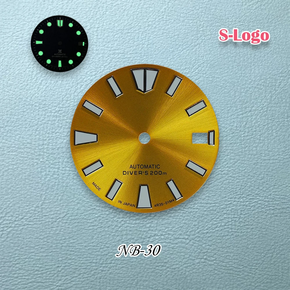 28.5mm NH35 Dial S Logo Dial Diving Dial Fit NH36/4R/7S Japanes Movement C3 Luminous 3/3.8/4.2 O'clock Watch Repair Accessories