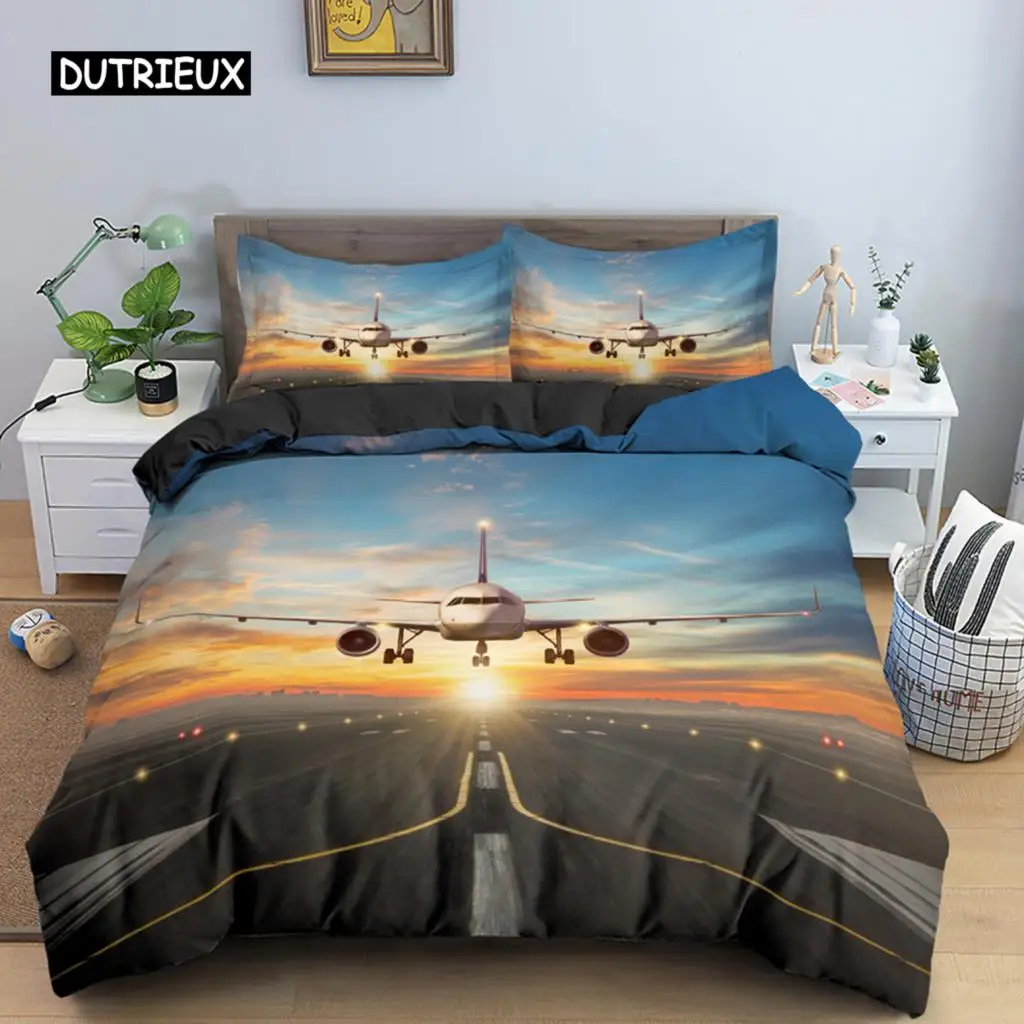 

3D Airplane Printed Bedding Set Kids Adult 2/3pcs Duvet Cover with Pillowcase Comforter Bedding Quilt Cover Luxury Bedding Set