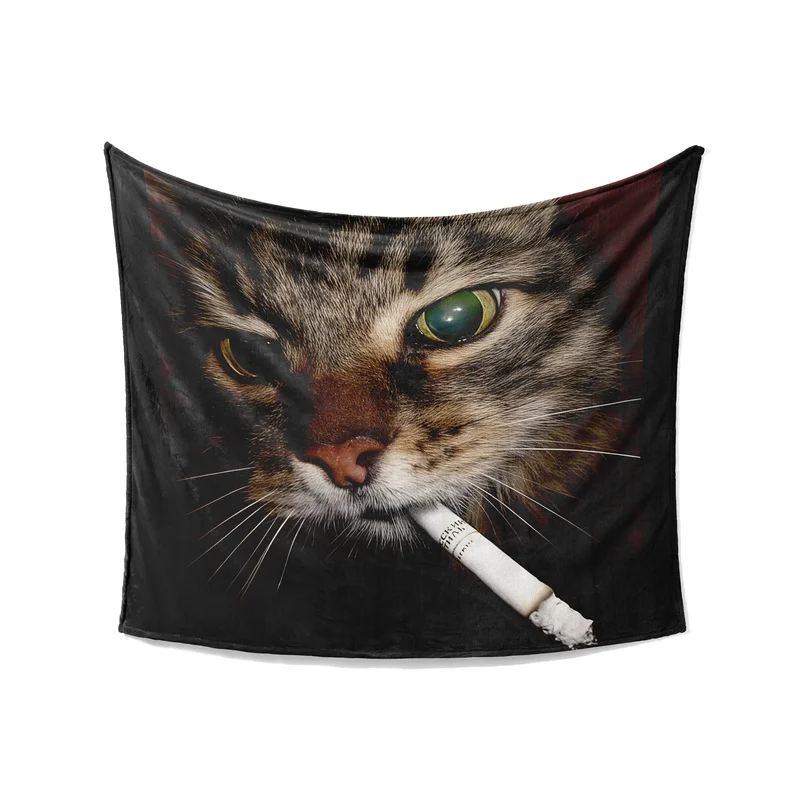 Gaslight Gatekeep Girlboss Funny Smoking Cat Meme Throw Blanket for Women Men Girls Boys Kids Pets Dogs Cats Couch Sofa