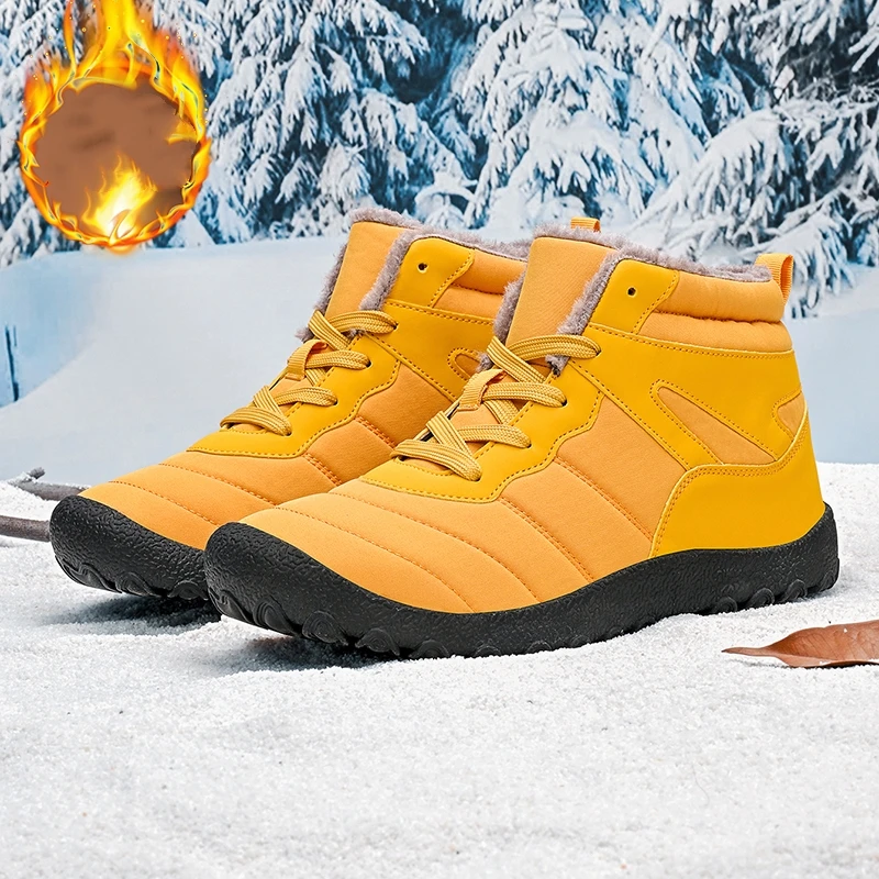 Golden Sapling Winter Thick Plush Warm Boots for Men Outdoor Breathable Comfy Coze Snow Boots Man Windproof Short Boot Shoes