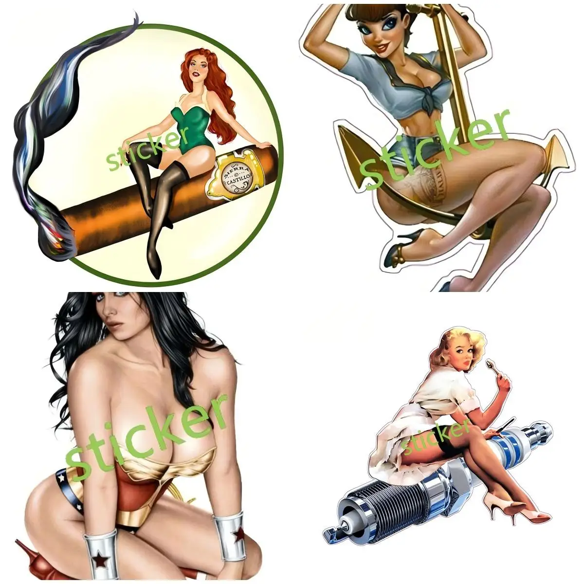 

Personality Decoration Pin Up Girl Retro Logo Car Sticker Colorful Decal Car Goods Windows Trunk Decor