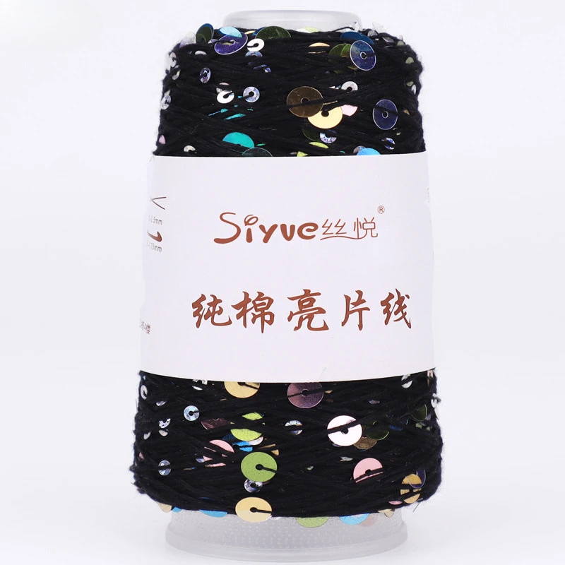 100g 3mm+6mm Sequin Pure Cotton Yarn, Hand Woven DIY Fashion Clothes and Accessories Crochet Thread, Birthday Gift Knitting Yarn