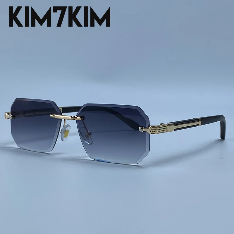 Randlose Rechteckige Sonnenbrille für Herren 2026 Luxus-Design Vintage Geometrische Quadratische Sonnenbrille Männliche Retro Punk Eyewear Fahrbrille
