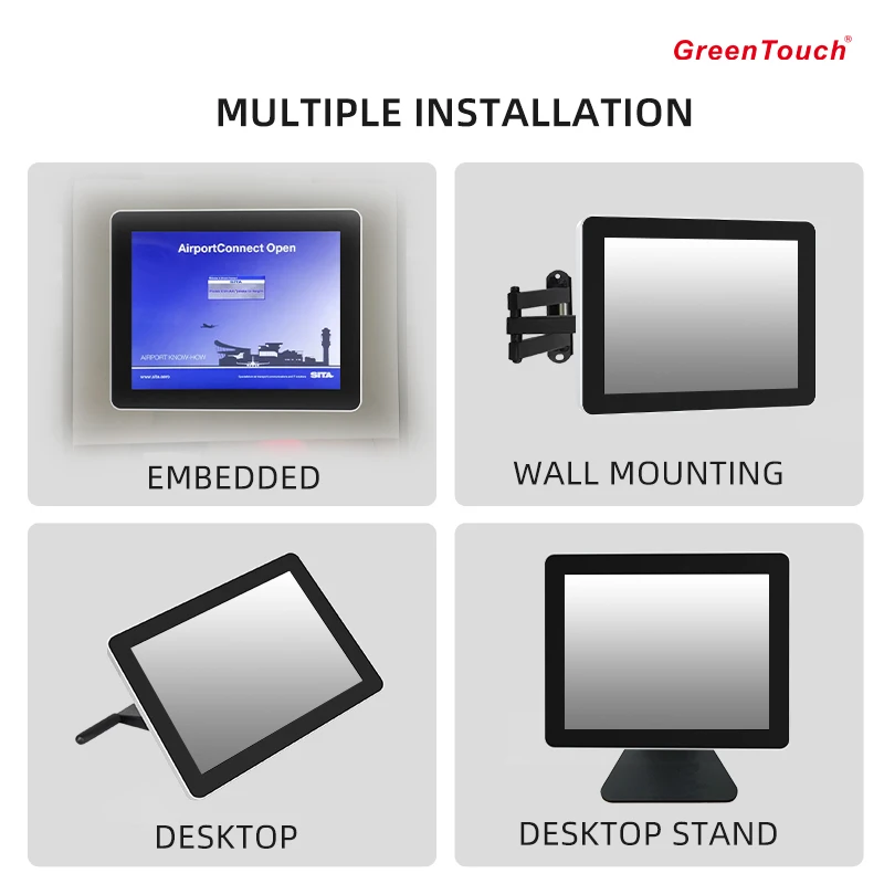 Monitor PCAP touch capacitivo da 10,4 pollici 800x600 Rapporto di aspetto 4:3 Design a telaio aperto impermeabile Quiosco di sistema Win/Android/Linux