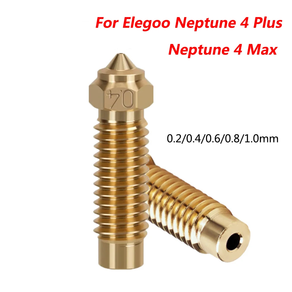 

For Elegoo Neptune 4 Max/Plus Nozzles Hotend Accessories Brass Nozzle Neptune 4 Plus 0.2/0.4/0.6/0.8/1.0mm 5Pcs Mixed Nozzles