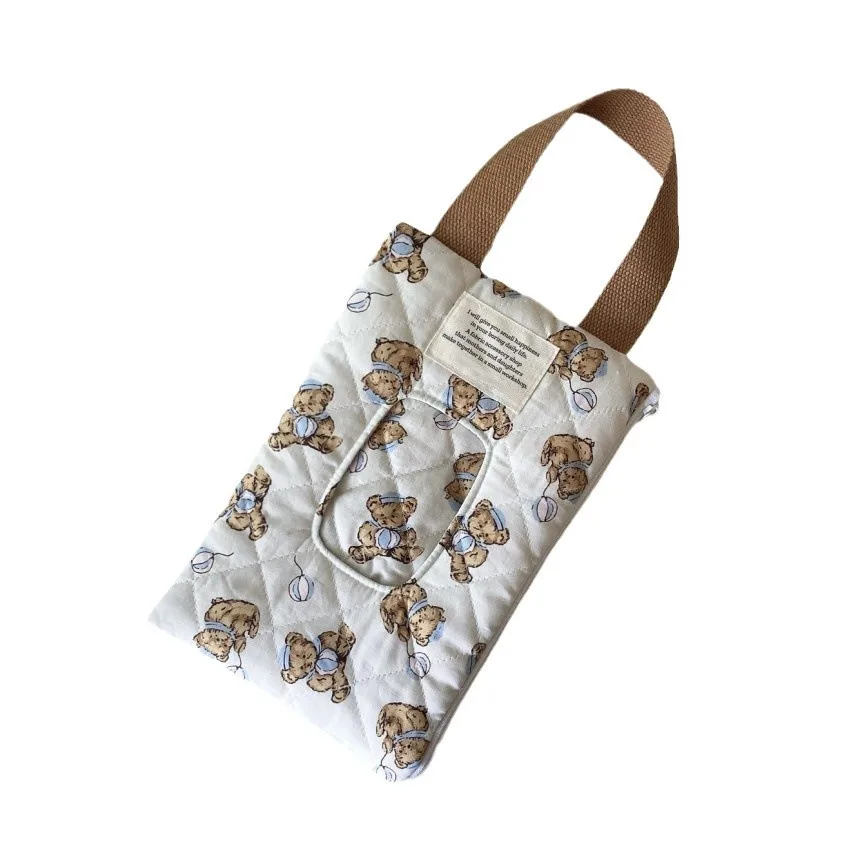 1pc 13x6x24cm Balloon Teddy Quilted Cotton Wet Wipes Bag Car Outing Pushcart Portable Hanging Cloth Tissue Box view 5