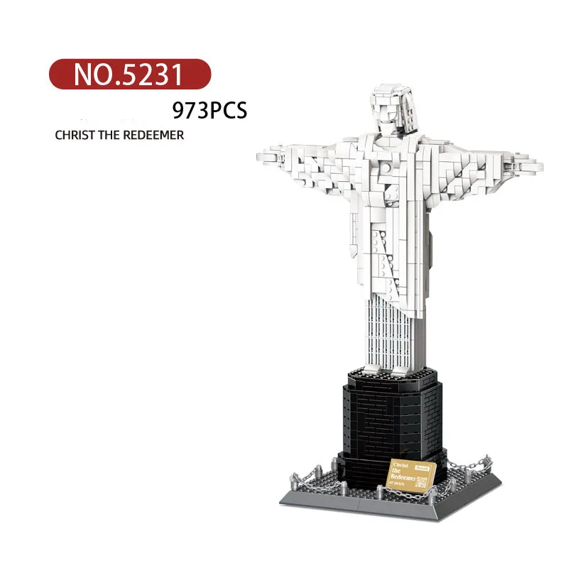 Costruzione creativa architettura di fama mondiale Cristo Redentor Block Model Rio De Janeiro brasile Building Brick Toys Collection