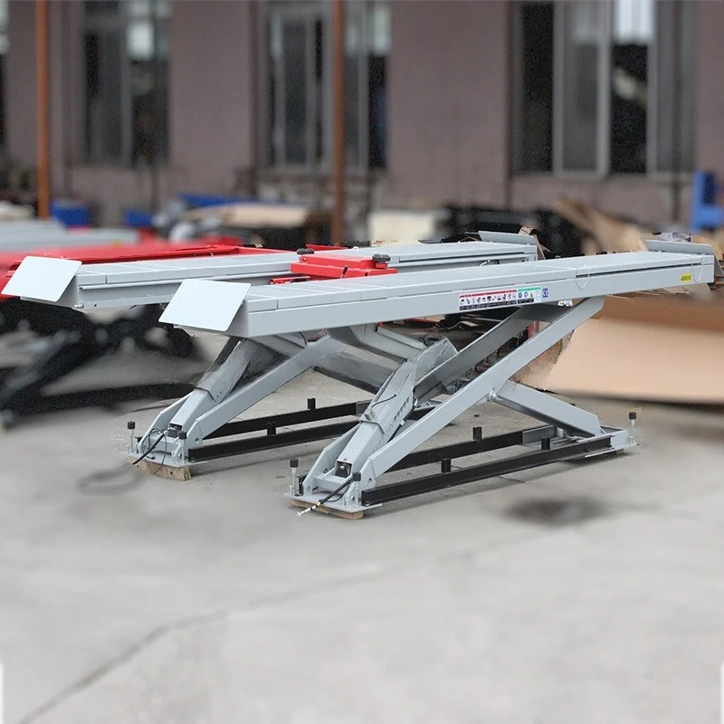 pulley large-scissor car lift large-scissor type with secondary lifting pulley lift 4 tons four-wheel
