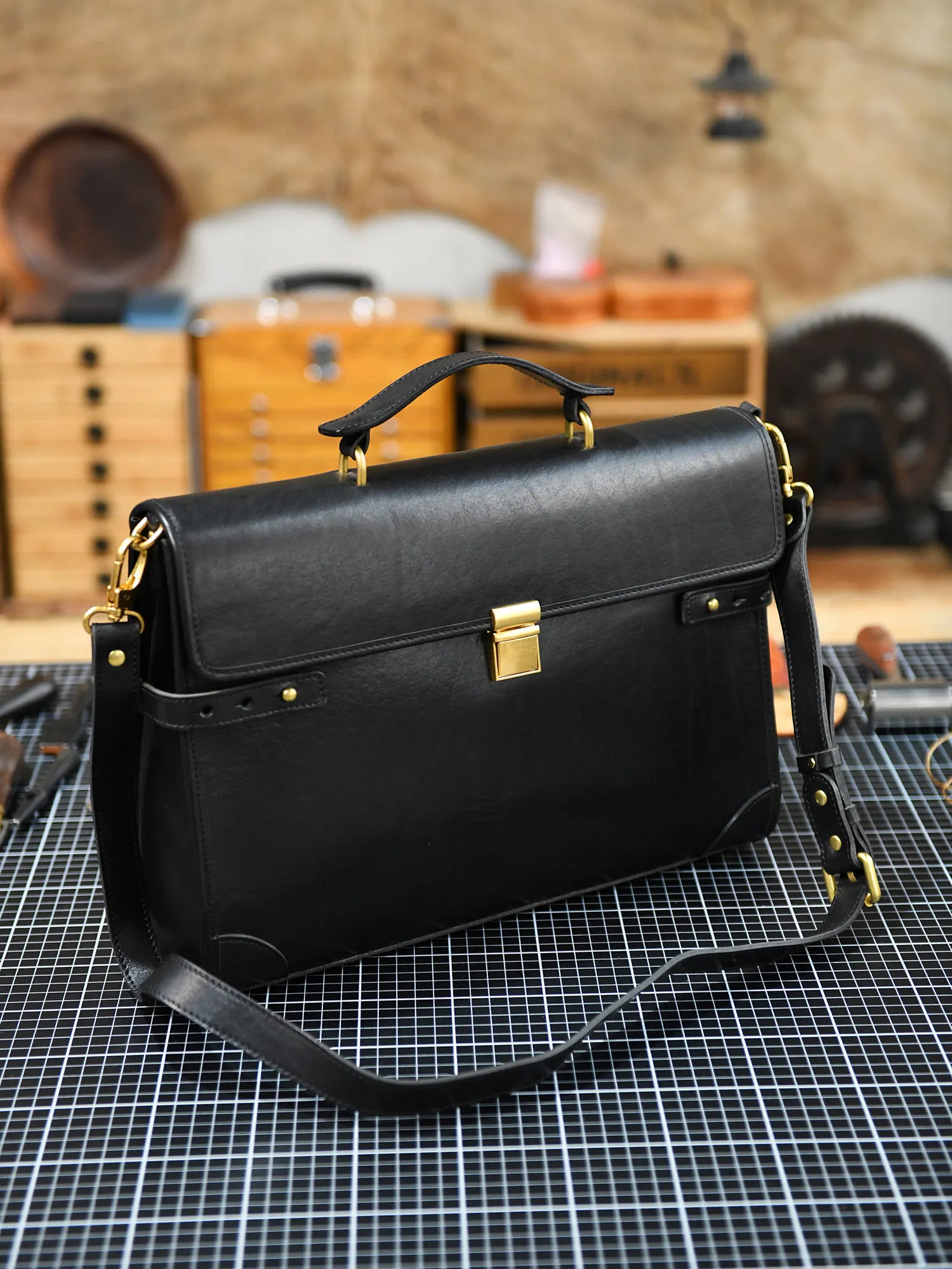 Business casual high-quality genuine leather men's women's briefcase fashion designer handmade cow leather computer handbags