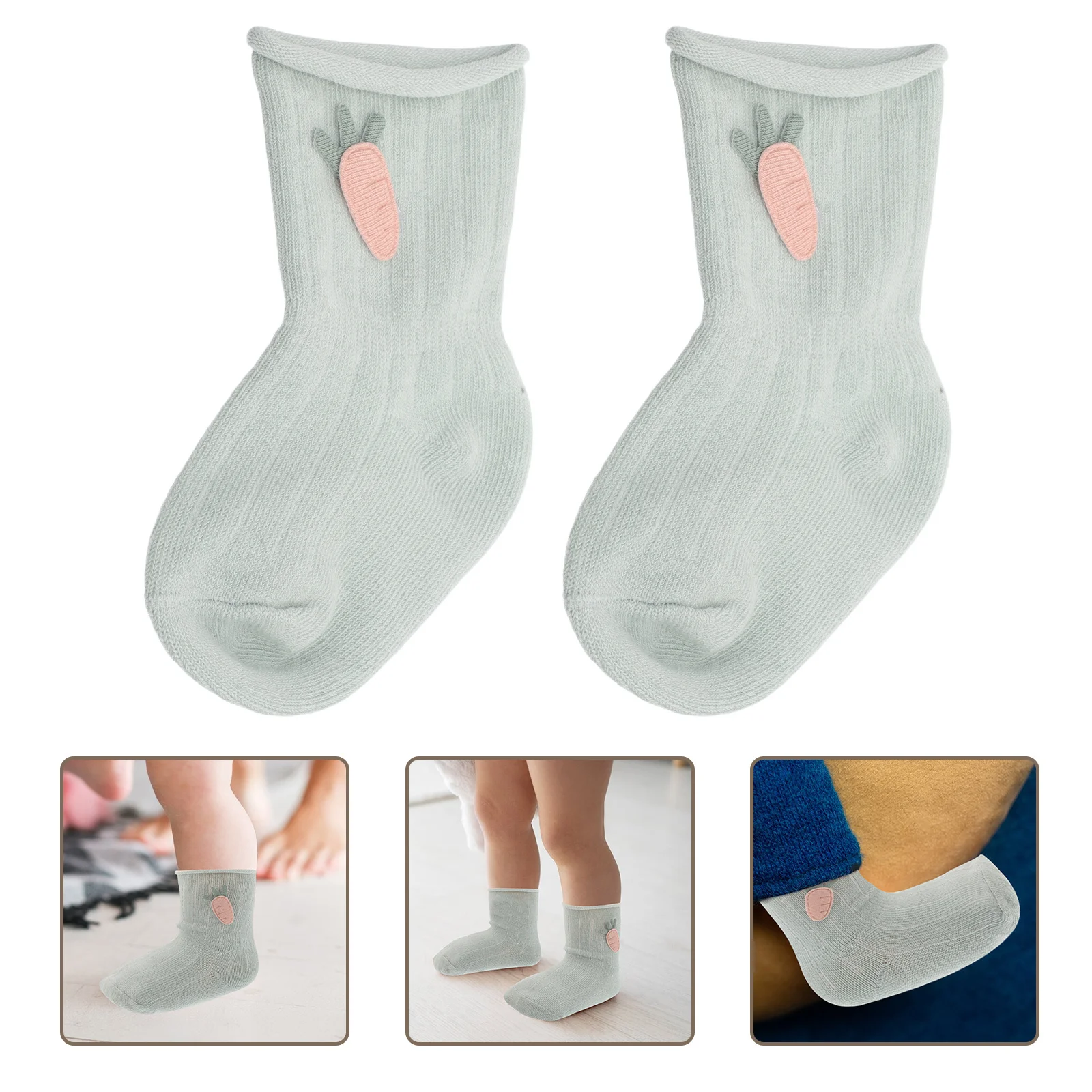 1 Pasang Kaus Kaki Bayi Baru Lahir Setengah Betis Katun Kartun Anti Selip Kaus Kaki Pegangan Anti Selip Balita Kaus Kaki Lembut Bernapas untuk Bayi Baru Lahir