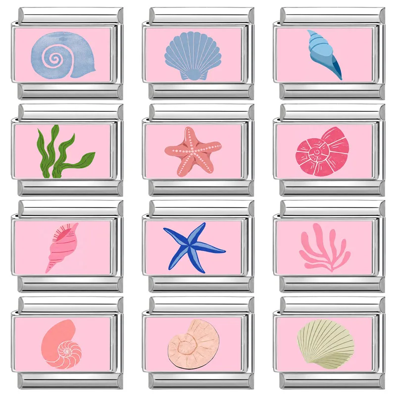 الوردي المحيط قذائف نجم البحر الإيطالية سحر ربط صالح 9 مللي متر مجوهرات من صلب لا يصدأ DIY بها بنفسك صنع النساء أساور الهدايا بالجملة #2