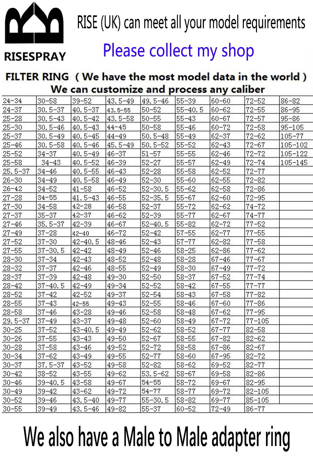 Elevação original (reino unido) metal 25.5mm-37mm 25.5-37mm 25.5 a 37 passo acima do adaptador do anel de filtro