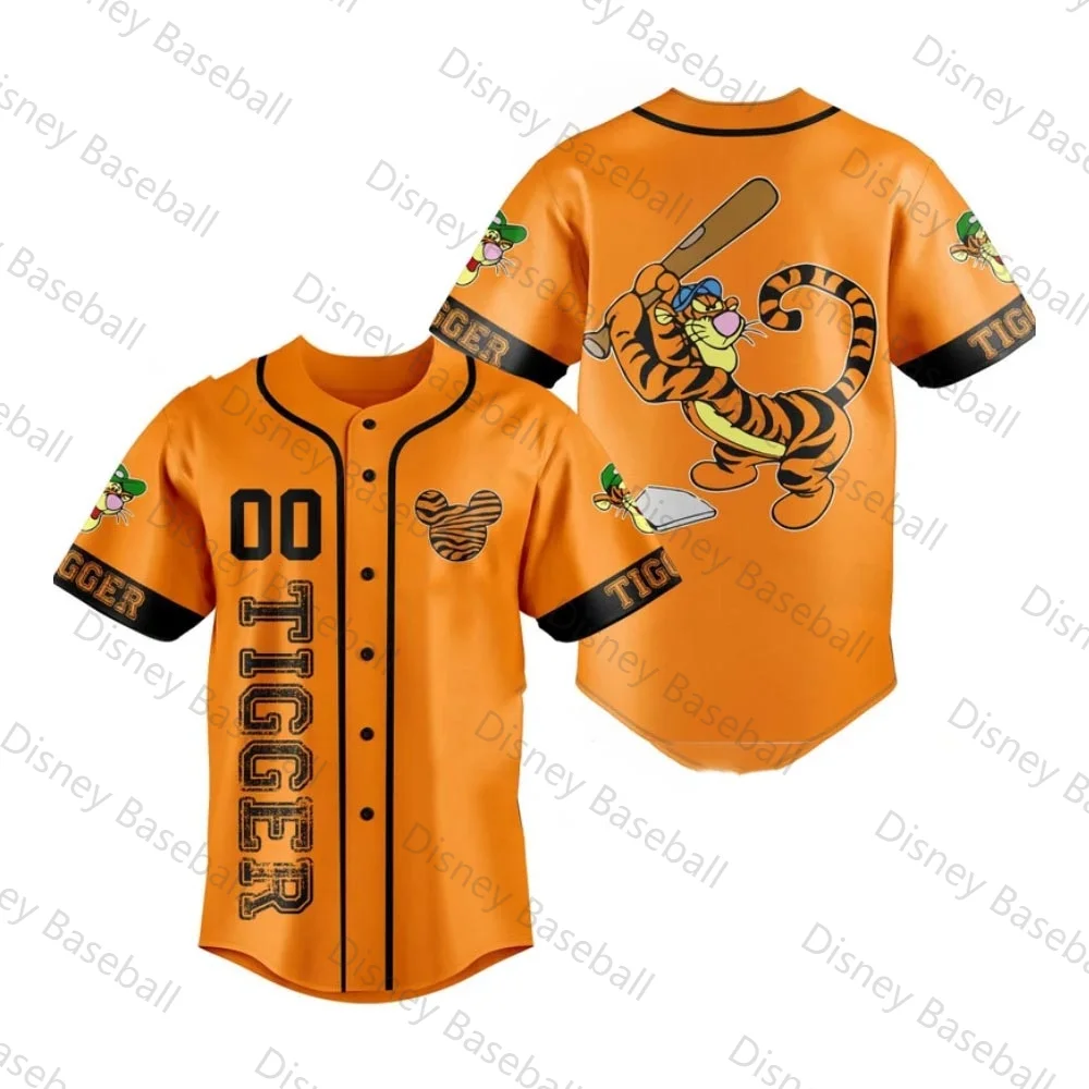 2024 New Arravl Summer Tigger 3D Print Baseball Jersey City Casual Outfit Niestandardowa koszulka baseballowa Ponadgabarytowa zapinana na guziki