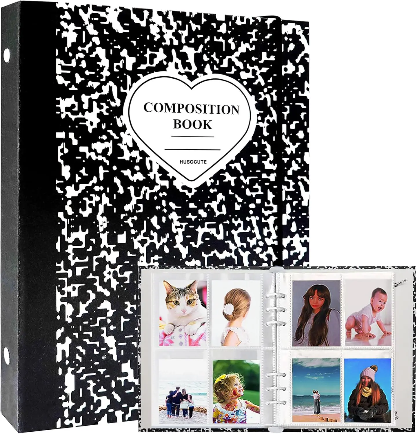 

A5 Binder Kpop Photocard Album with 20Pcs Inner 3 Inch Photo Album Sleeves in Loose Leaf Refillable 6 Rings Stone Pattern Binder