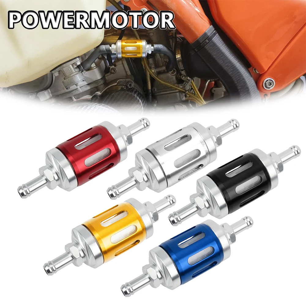 8mm Universal Motorrad Benzin Filter Glas CNC Aluminium Für Yamaha Kawasaki KTM Honda Suzuki Motocross Dirt Pit Bike ATV