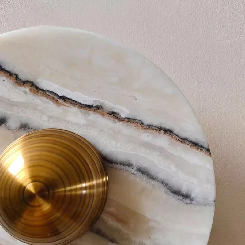 

French Style Smoke Pink Marble Wall Lamp Arabescato White Bedside Light Wabi Sabi Aisle Lamp for Corridor Study