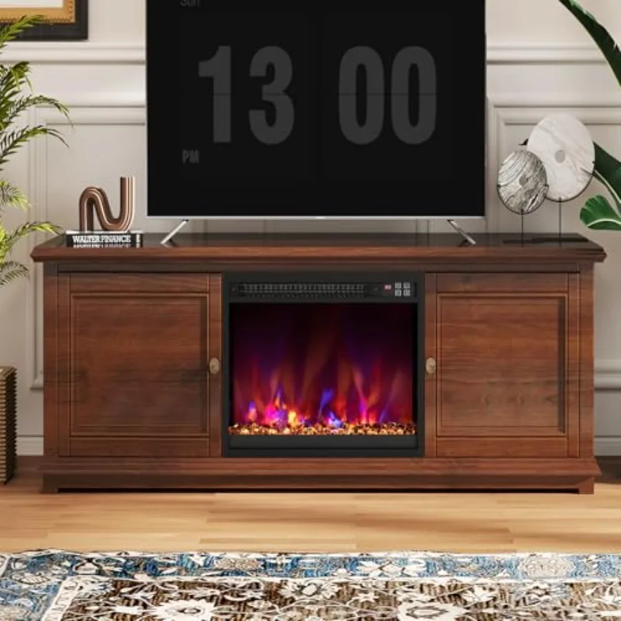 Electric Fireplace Insert, 1500W Recessed Fireplace with Remote Control, Multi-Color Flame and Crystal Ember Bed, 0.5-9H Timer,