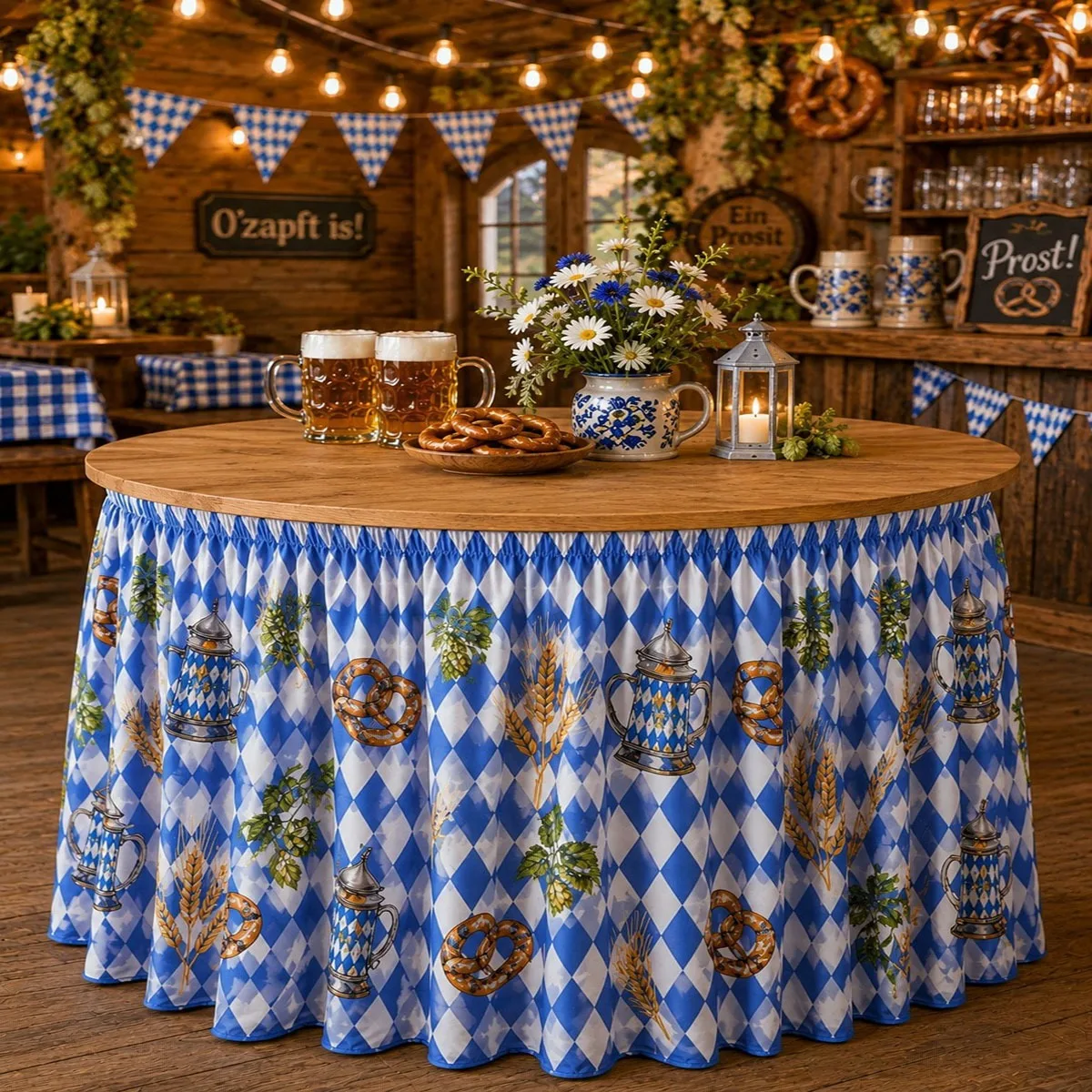 1PC party tablecloth, table skirt, Bavarian Oktoberfest round table skirt, German festival style round table cloth table skirt