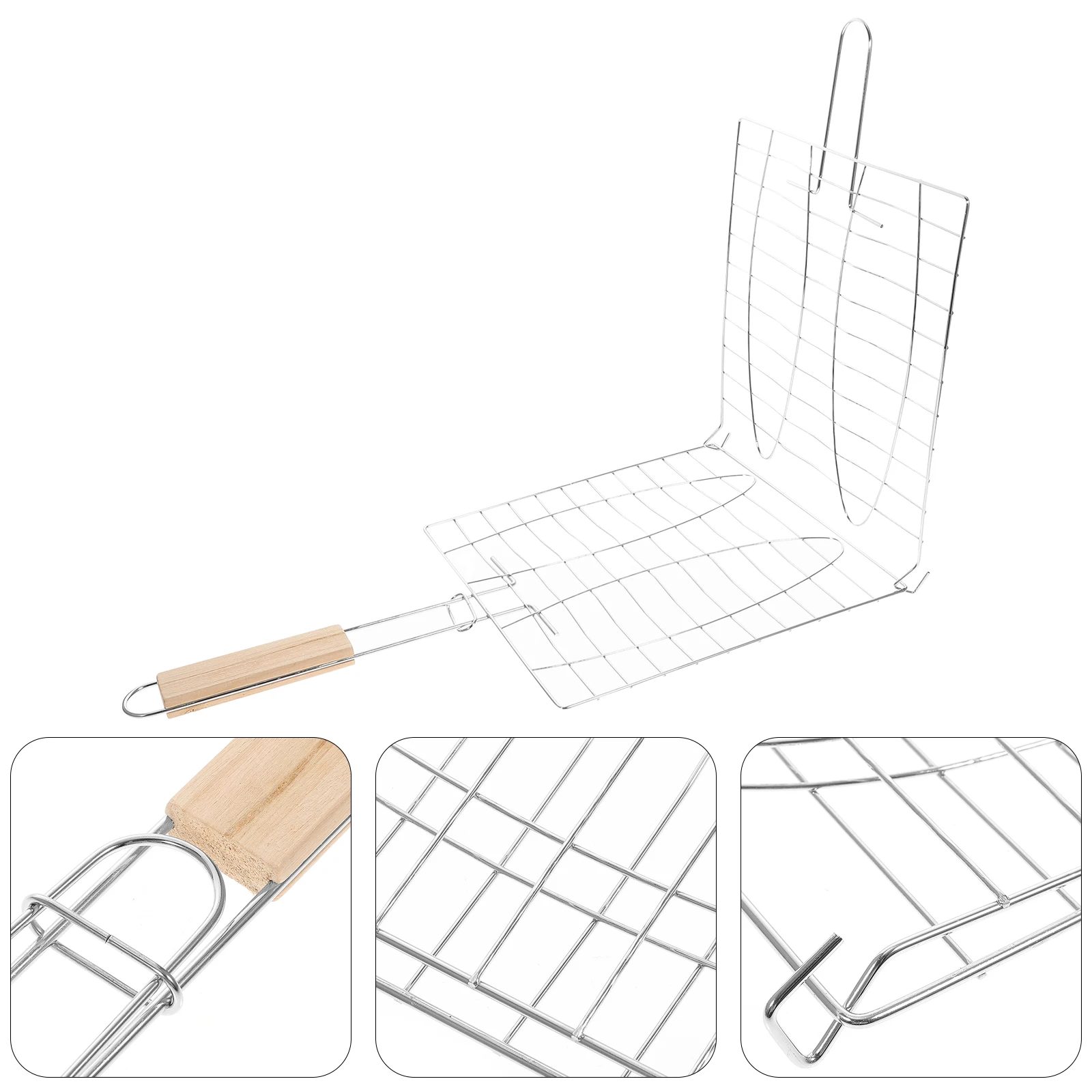 

Stainless Steel BBQ Grill Basket Durable Black Cooking Accessories for Outdoors Grilling Fish Chicken Wings Steak Shrimp