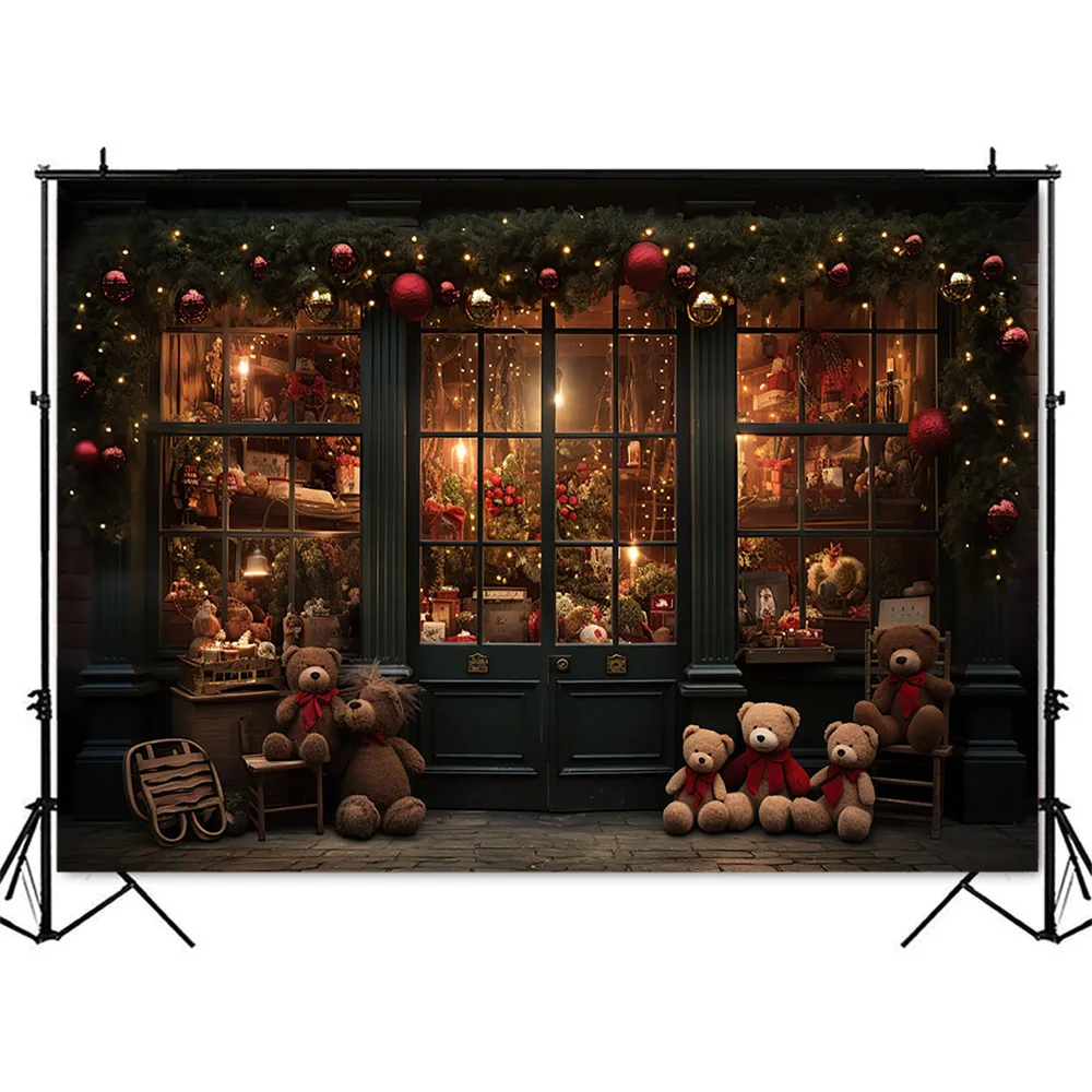 Valentine's Day Supplies Store Photography Backdrop Doorway Teddy Bear Shooting Props Background Kids Portrait Cake Smash Decor