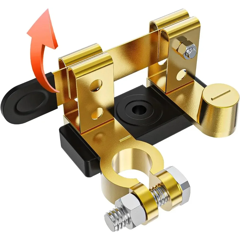 Pure Copper Car Battery Disconnect Switch Anti Leakage Knife Switch Leak Proof Brass Master Switch for Positive Negative Cut Off