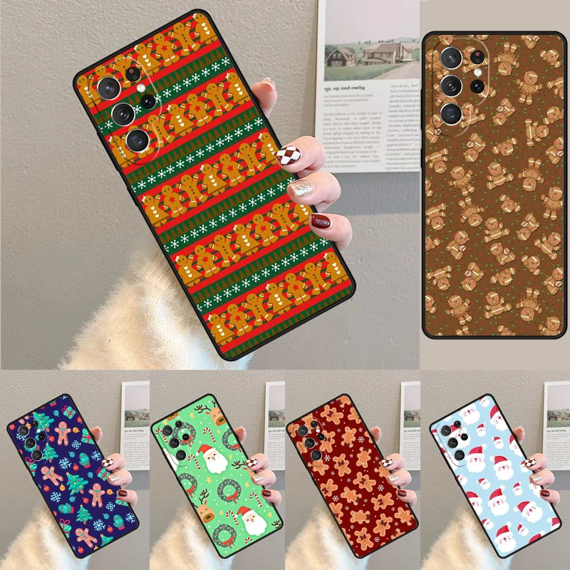 Cute Gingerbread man Christmas Phone Case for Samsung Galaxy note 10 pro S26 Ultra S23 S24 FE S25 S21 S22 PLUS shockproof Cove