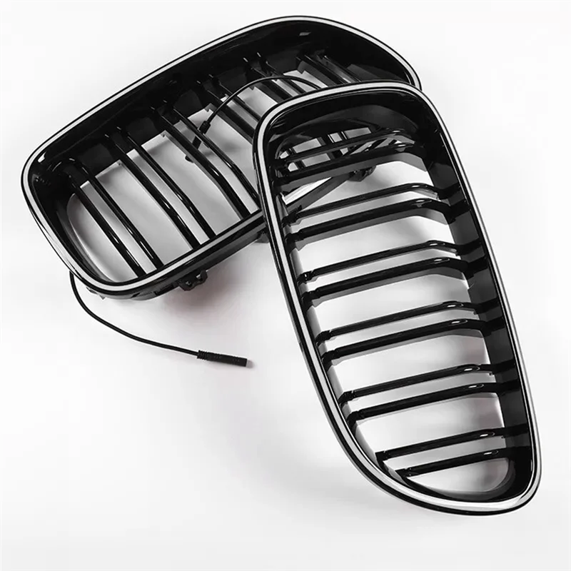 BB-Gloss Black Car Led Light Front Grille Replace Trim For BMW 5 Series F10 2010-2014