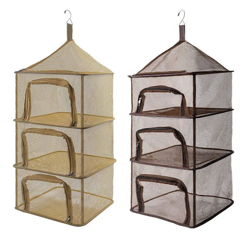 

Outdoor folding drying net multifunctional four-layer storage basket tableware fruit and vegetable hanging cage drying