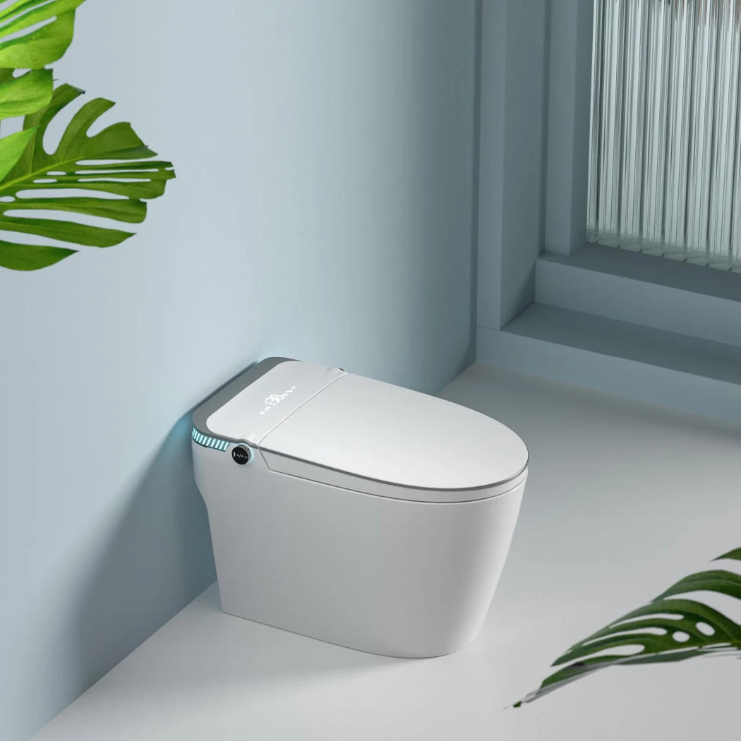 Durable Ceramic Automatic Water Closet Floor Standing Smart Toilet Equipped With Bidet For Modern Residential Bathroom Decor view 3
