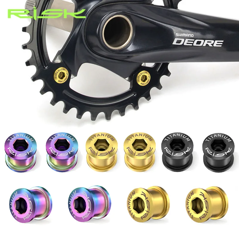 Pernos de plato de titanio RISK, tornillos de plato único para mtb, perno de fijación de plato de bicicleta plegable de montaña de 6,5mm para Shimano Deore XT
