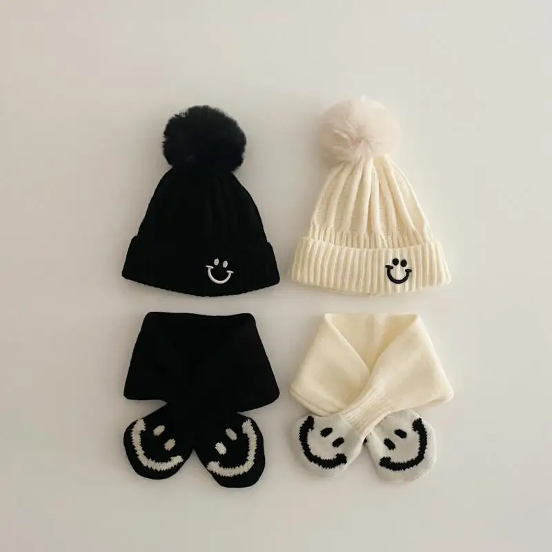 

2 Pieces Baby Beanies Cap Set Baby Kid Cute Plush Ball Baby Girls Hat And Scarf Set Winter Warm Caps For Boys Newborn Hat