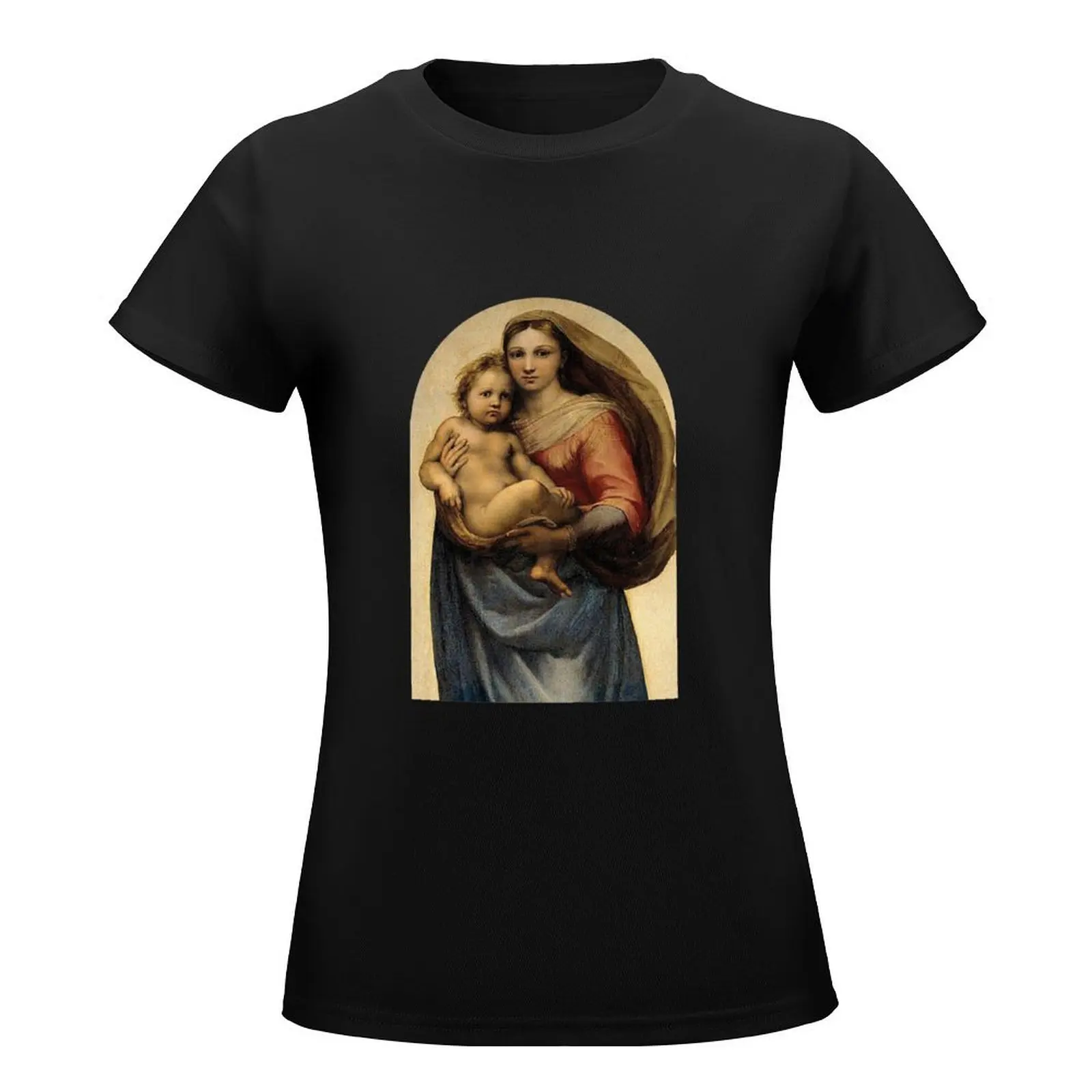 Sistine Madonna Virgin Mary by Raphael T-Shirt lady clothes summer clothes cropped t shirts for Women