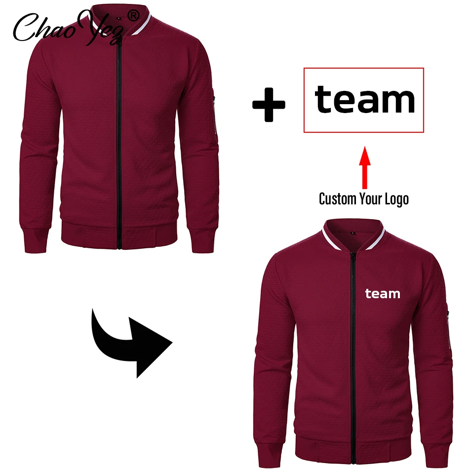 Benutzerdefinierte Logo Mode Herren Reißverschluss Jacke und Mantel Jacke und Outdoor Loading Casual DIY Text Kleidung Straße Herbst Kleidung